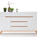 Sideboard Kommode weiß matt MDF Asteiche furniert Massivholz 169 cm T03 Cervin