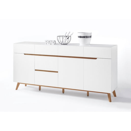 Sideboard Kommode weiß matt MDF Asteiche furniert Massivholz 193 cm T04 Cervin