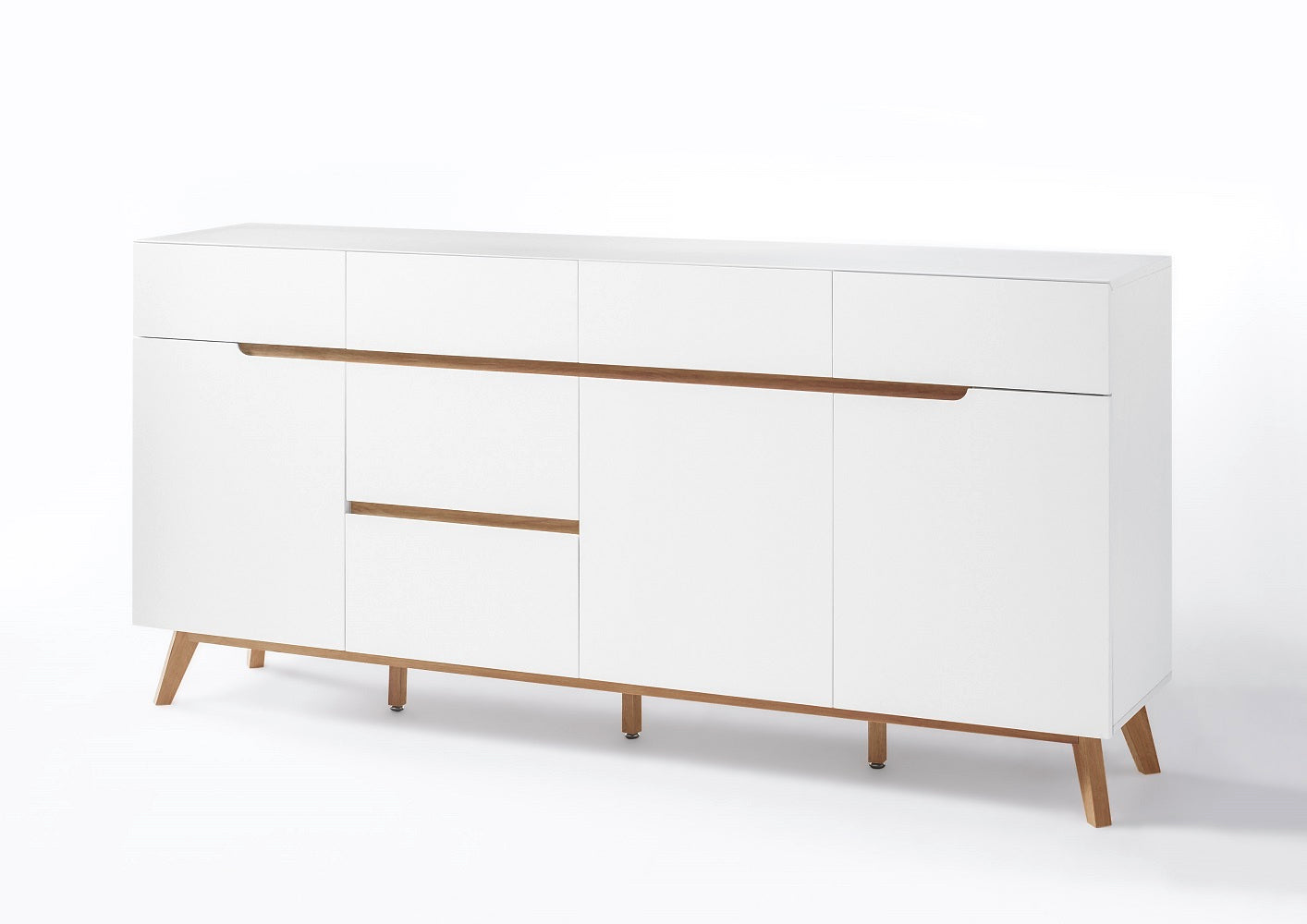 Sideboard Kommode weiß matt MDF Asteiche furniert Massivholz 193 cm T04 Cervin