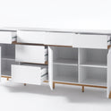 Sideboard Kommode weiß matt MDF Asteiche furniert Massivholz 193 cm T04 Cervin