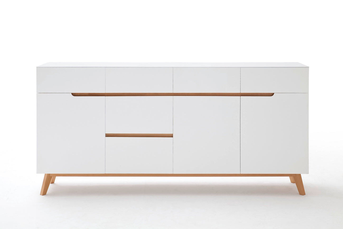 Sideboard Kommode weiß matt MDF Asteiche furniert Massivholz 193 cm T04 Cervin
