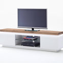 TV-Schrank Lowboard weiß matt MDF Eiche massiv Fach Grifffräsung 175 cm Romino