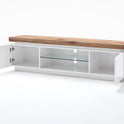 TV-Schrank Lowboard weiß matt MDF Eiche massiv Fach Grifffräsung 175 cm Romino