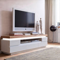 TV-Schrank Lowboard weiß matt MDF Eiche massiv Schublade Fach 175 cm Romino