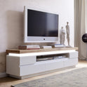 TV-Schrank Lowboard weiß matt MDF Eiche massiv Schublade Fach 175 cm Romino
