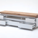TV-Schrank Lowboard weiß matt MDF Eiche massiv Schublade Fach 175 cm Romino