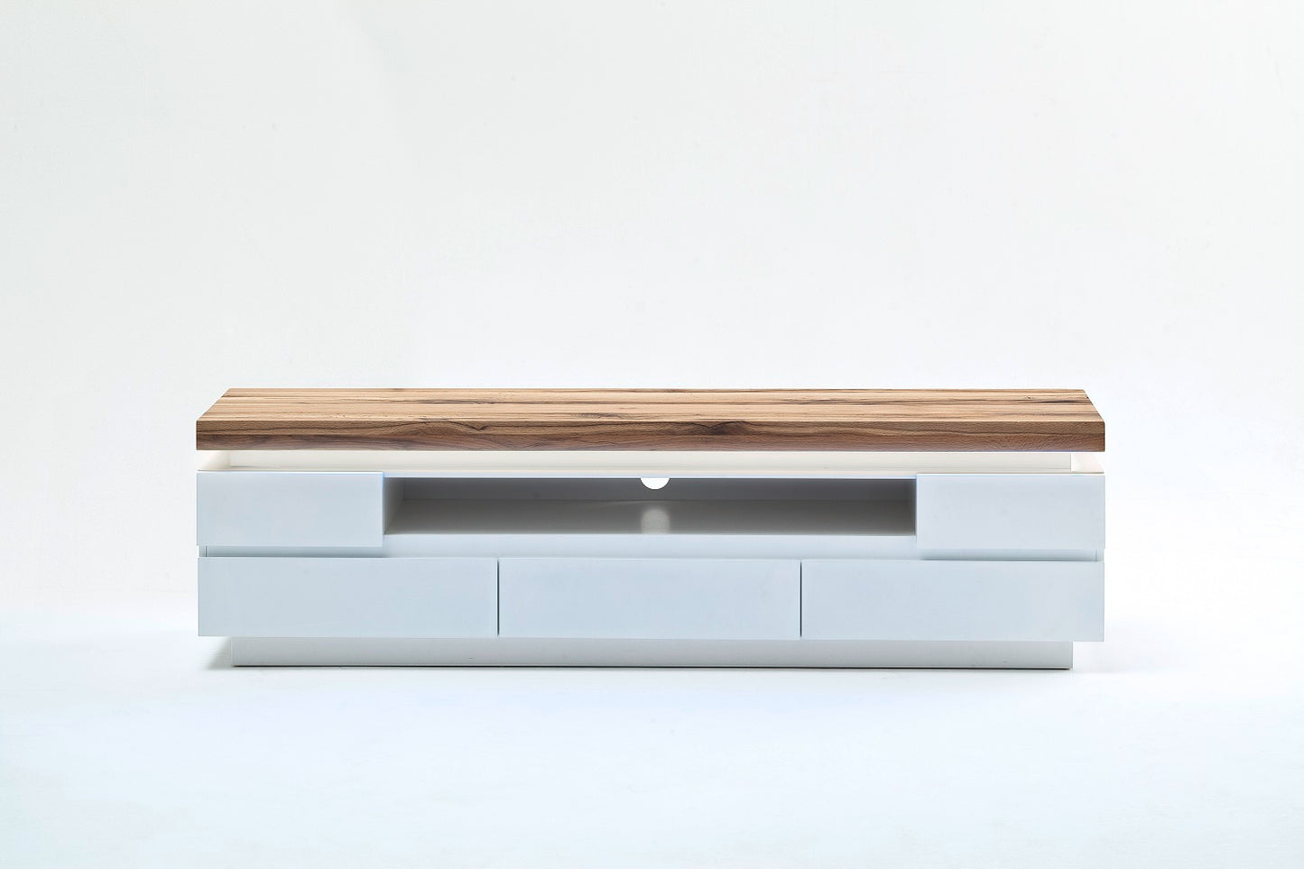 TV-Schrank Lowboard weiß matt MDF Eiche massiv Schublade Fach 175 cm Romino
