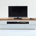 TV-Schrank Lowboard weiß matt MDF Eiche massiv Schublade Fach 175 cm Romino