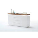 Sideboard Schrank weiß matt MDF Eiche massiv Schublade lackiert 150 cm Romino
