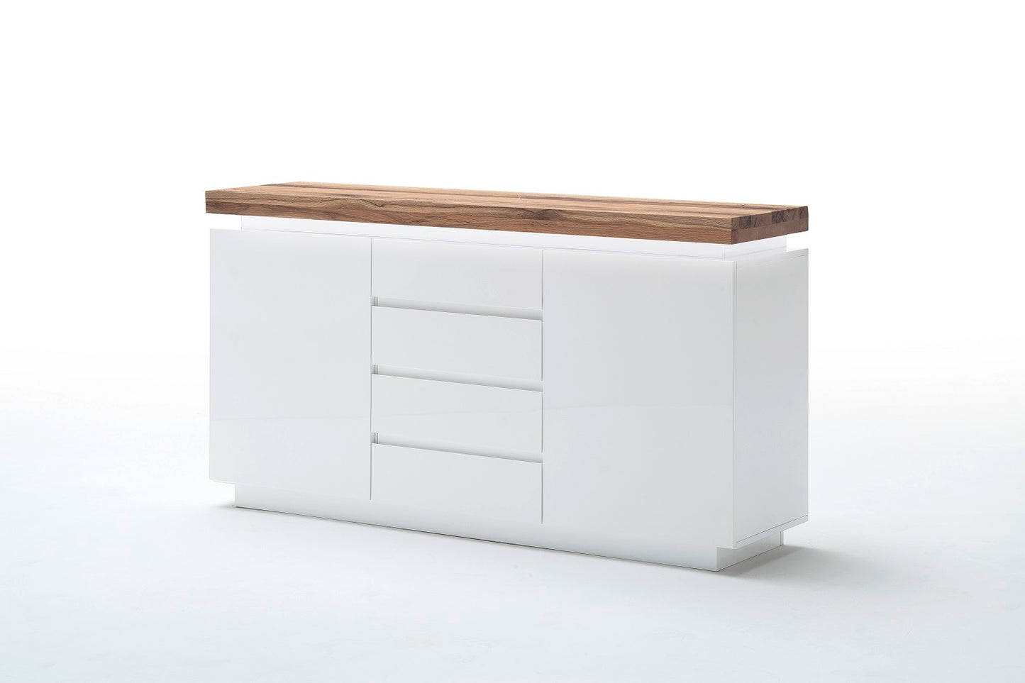 Sideboard Schrank weiß matt MDF Eiche massiv Schublade lackiert 150 cm Romino