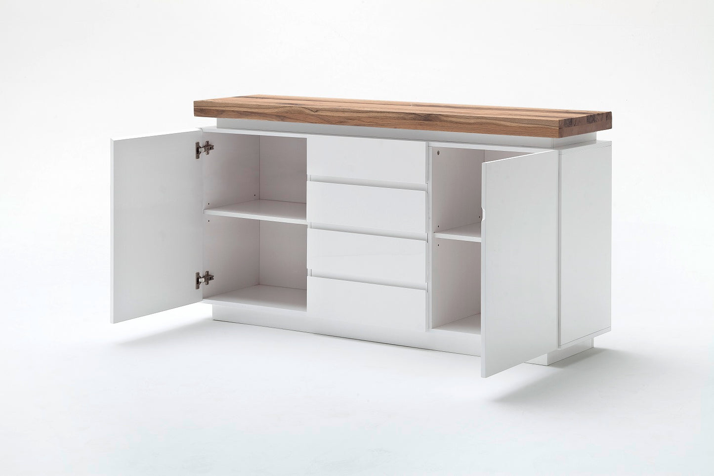 Sideboard Schrank weiß matt MDF Eiche massiv Schublade lackiert 150 cm Romino