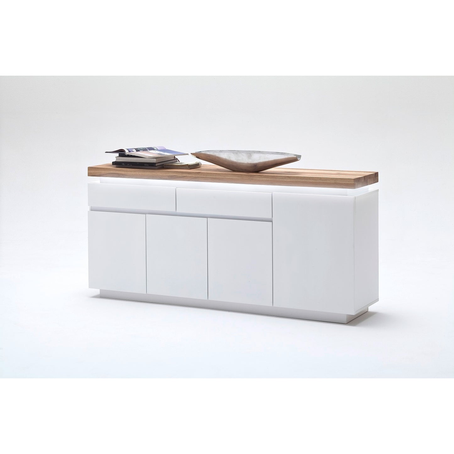Sideboard Schrank weiß matt MDF Eiche massiv Tür Schublade lackiert 175 cm Romino