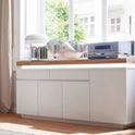 Sideboard Schrank weiß matt MDF Eiche massiv Tür Schublade lackiert 175 cm Romino