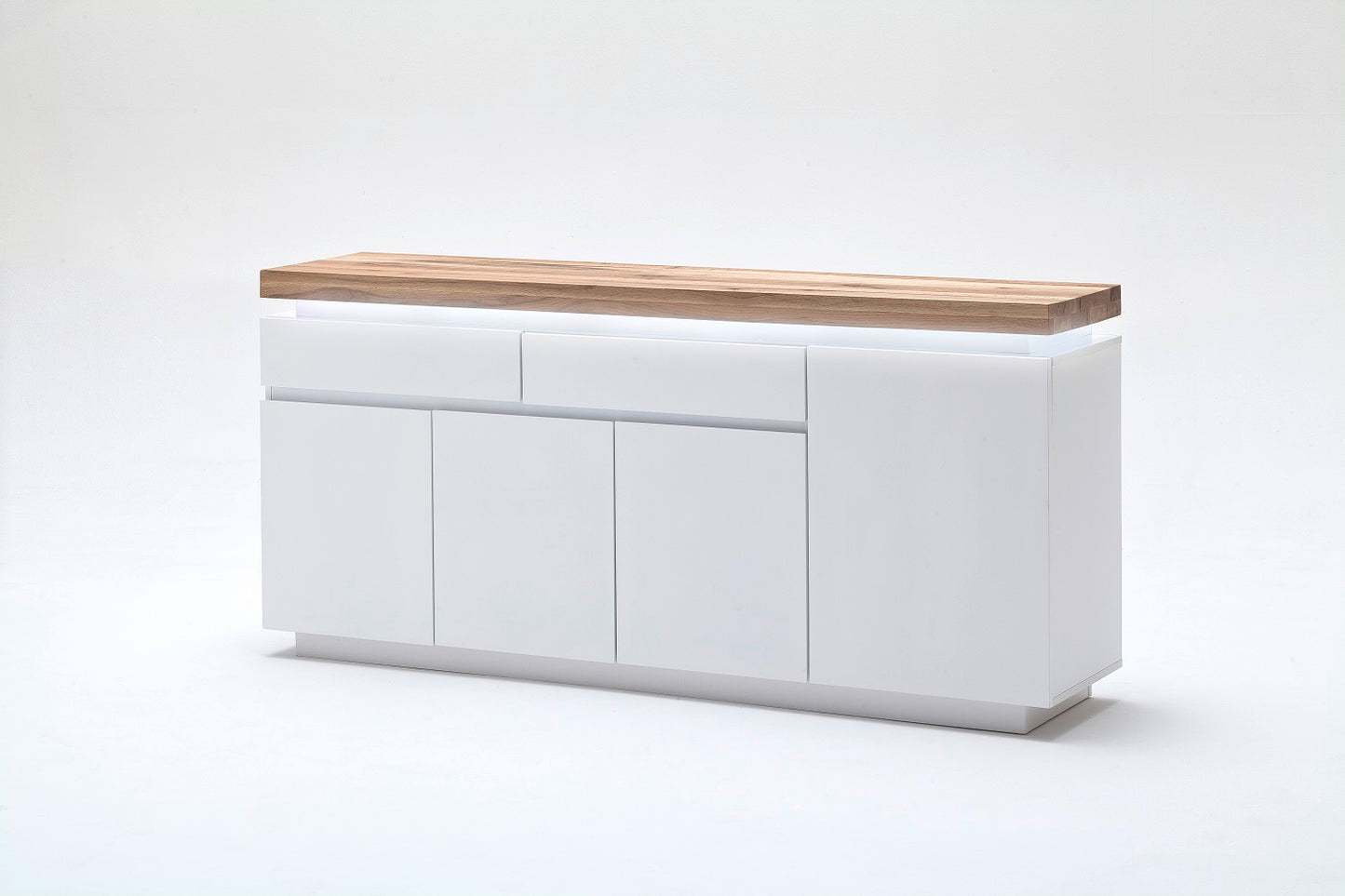 Sideboard Schrank weiß matt MDF Eiche massiv Tür Schublade lackiert 175 cm Romino