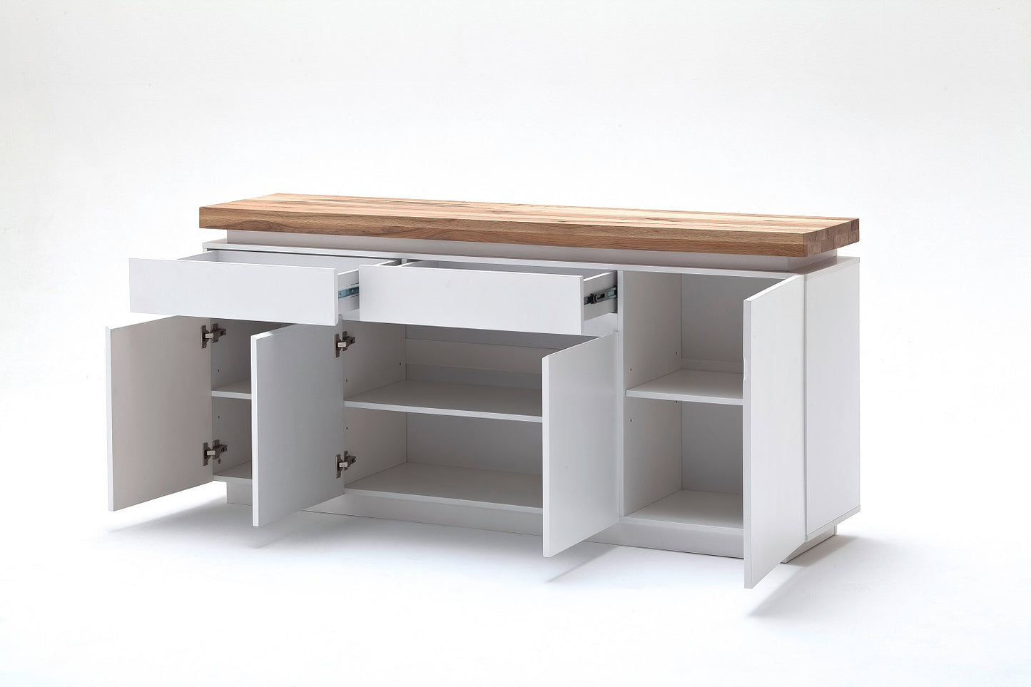 Sideboard Schrank weiß matt MDF Eiche massiv Tür Schublade lackiert 175 cm Romino