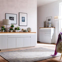 Kommode Schrank weiß matt MDF Eiche massiv Tür Schublade lackiert 120 cm Romino