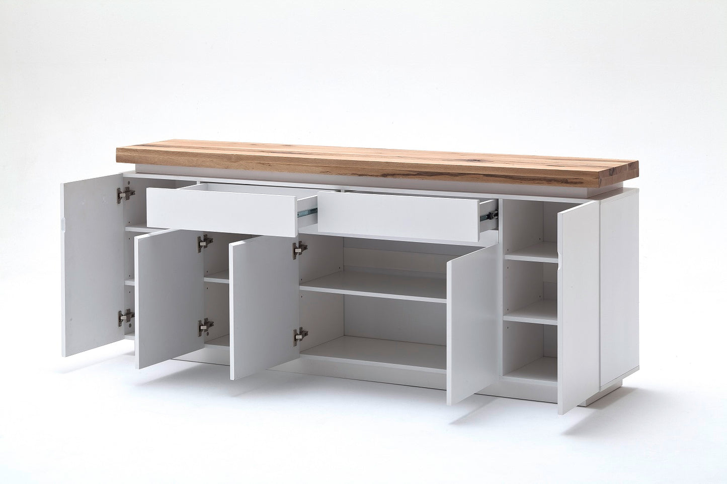 Sideboard Schrank weiß matt MDF Eiche massiv Tür Schublade lackiert 200 cm