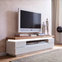 TV-Schrank Lowboard weiß matt MDF Eiche massiv Schublade Fach 175 cm Romino
