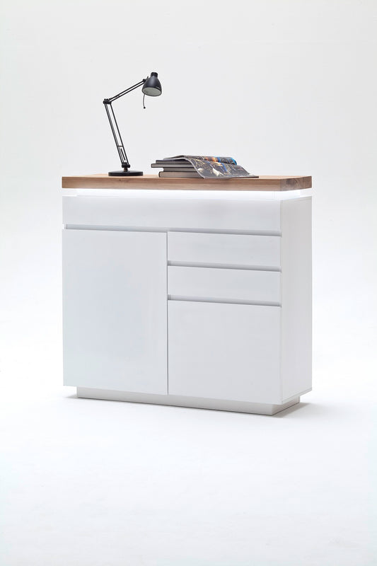 Kommode Schrank weiß matt MDF Eiche massiv Tür Schublade lackiert 120 cm Romino