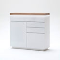 Kommode Schrank weiß matt MDF Eiche massiv Tür Schublade lackiert 120 cm Romino