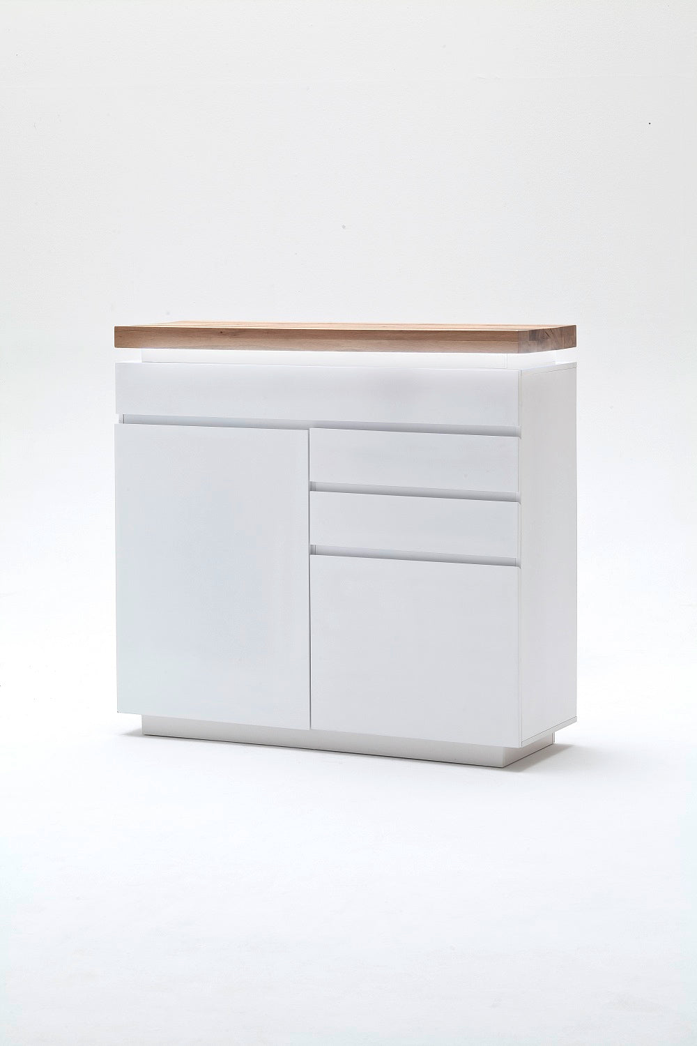 Kommode Schrank weiß matt MDF Eiche massiv Tür Schublade lackiert 120 cm Romino