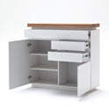 Kommode Schrank weiß matt MDF Eiche massiv Tür Schublade lackiert 120 cm Romino