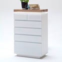 Kommode Schrank weiß matt MDF Eiche massiv Schubladen lackiert 73 cm Romino