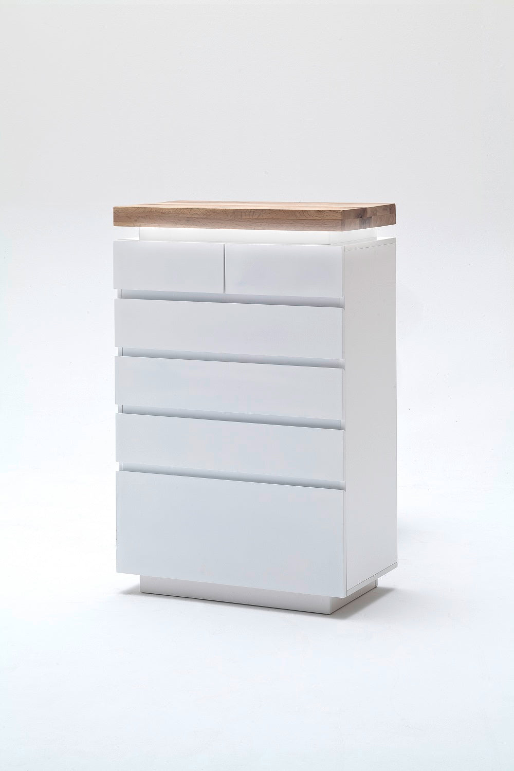 Kommode Schrank weiß matt MDF Eiche massiv Schubladen lackiert 73 cm Romino