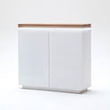 Highboard Schrank weiß matt Eiche massiv Griffräsung 120 cm Romino