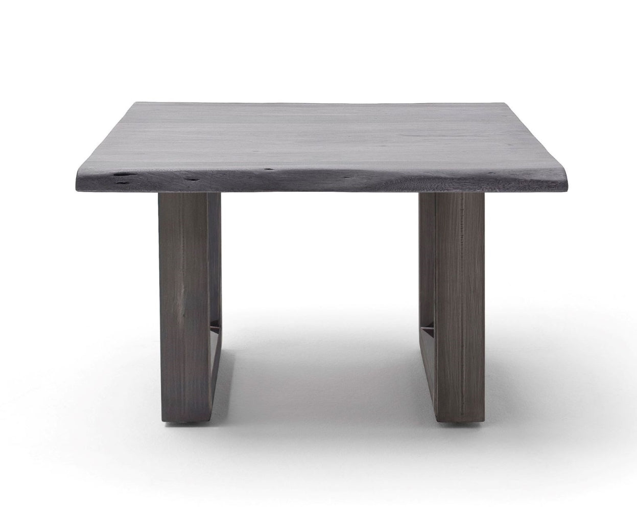 Couchtisch Baumkantentisch Akazie-massiv U-Form quadratisch grau lackiert 75 cm