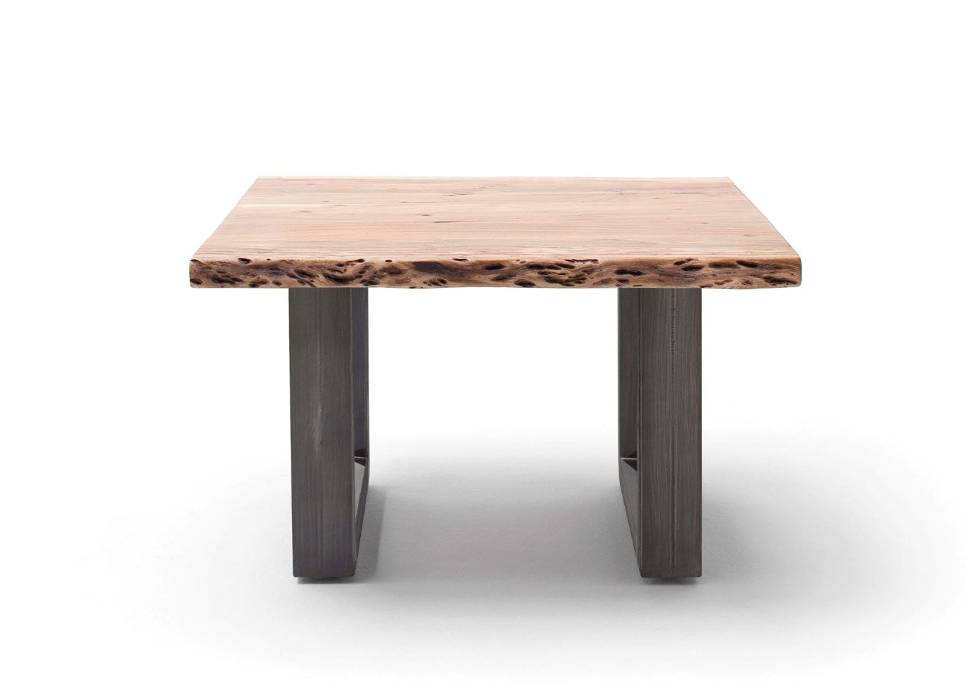 Couchtisch Baumkantentisch Akazie-massiv U-Form quadratisch natur lackiert 75 cm