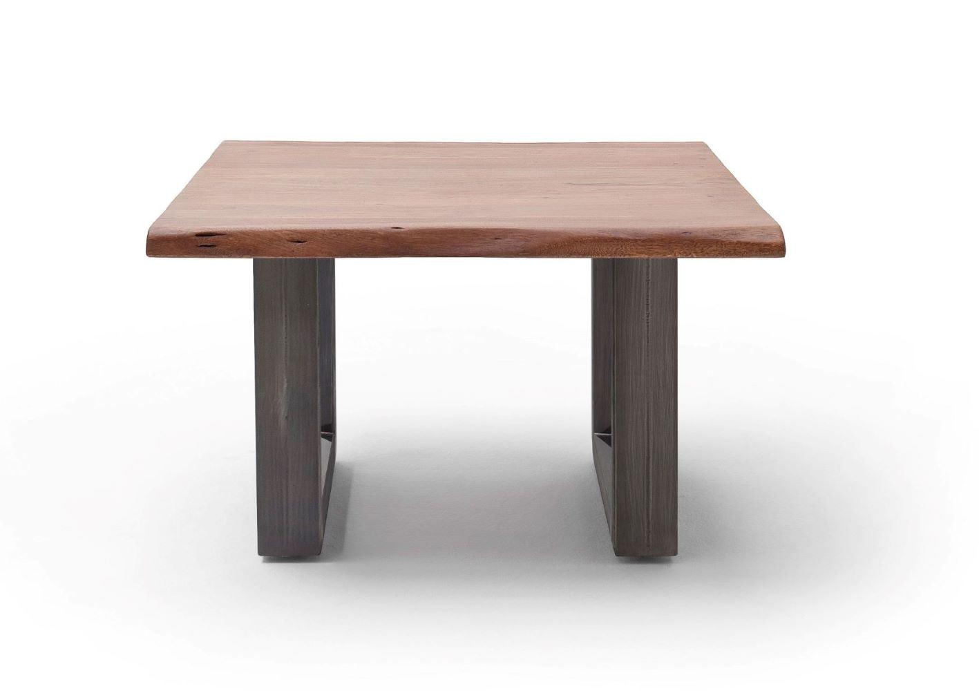 Couchtisch Baumkantentisch Akazie-massiv U-Form quadratisch walnuss lackiert 75