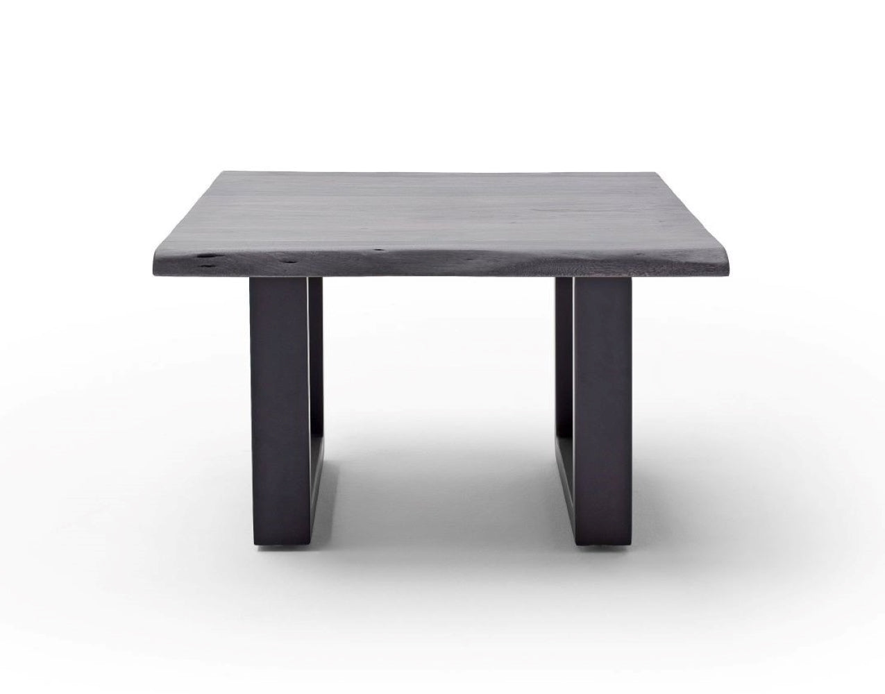 Couchtisch Baumkantentisch Akazie-massiv U-Form quadratisch grau lackiert 75 cm