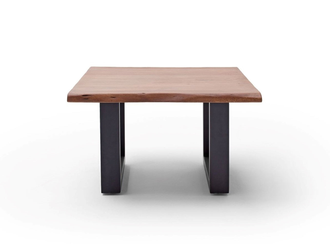 Couchtisch Baumkantentisch Akazie-massiv U-Form quadratisch walnuss lackiert 75