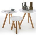 Couchtisch Tisch 3er Set Tische weiß MDF matt lackiert Eiche massiv 50 cm Sinia