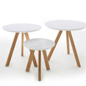 Couchtisch Tisch 3er Set Tische weiß MDF matt lackiert Eiche massiv 50 cm Sinia