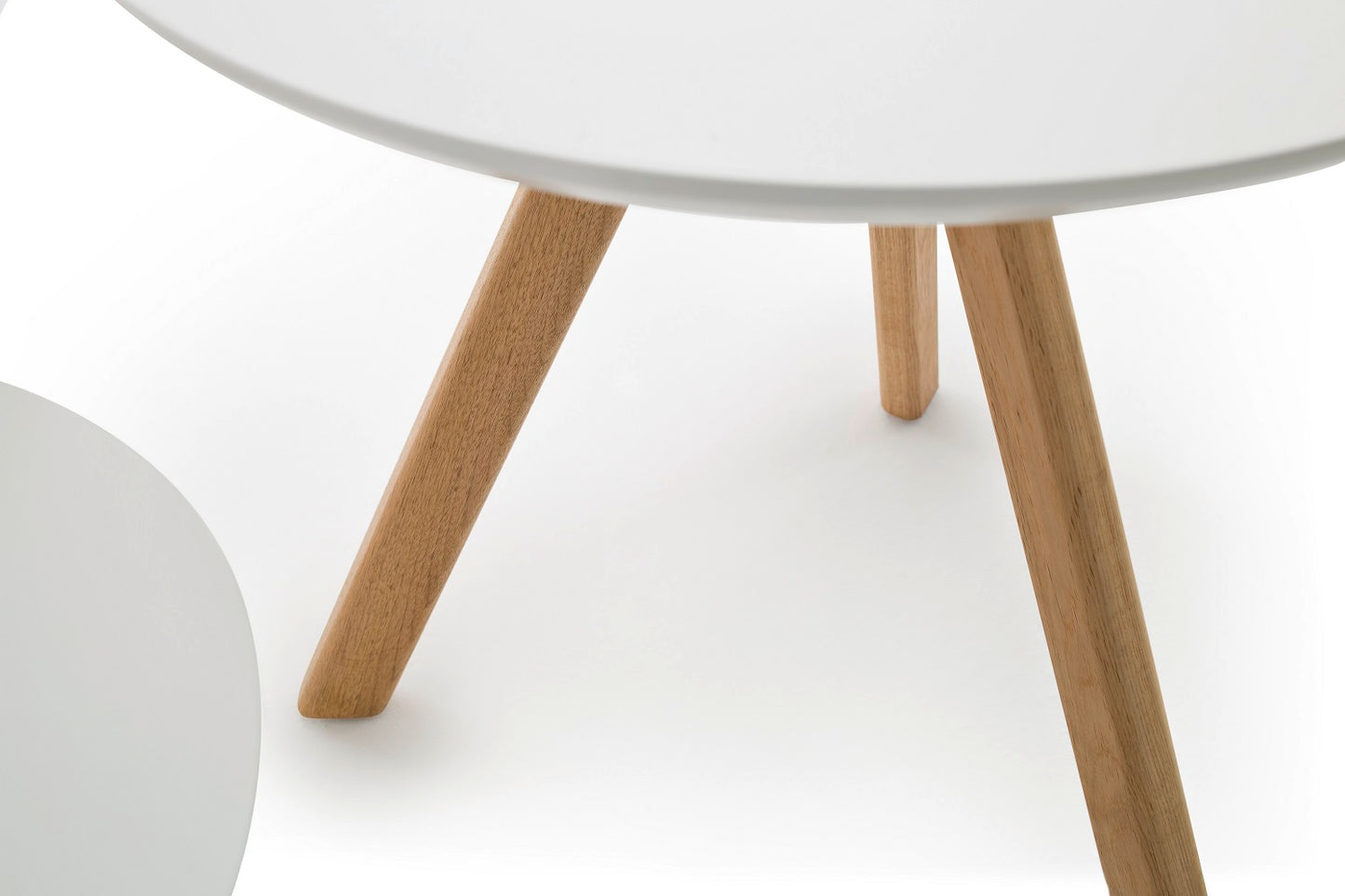 Couchtisch Tisch 3er Set Tische weiß MDF matt lackiert Eiche massiv 50 cm Sinia