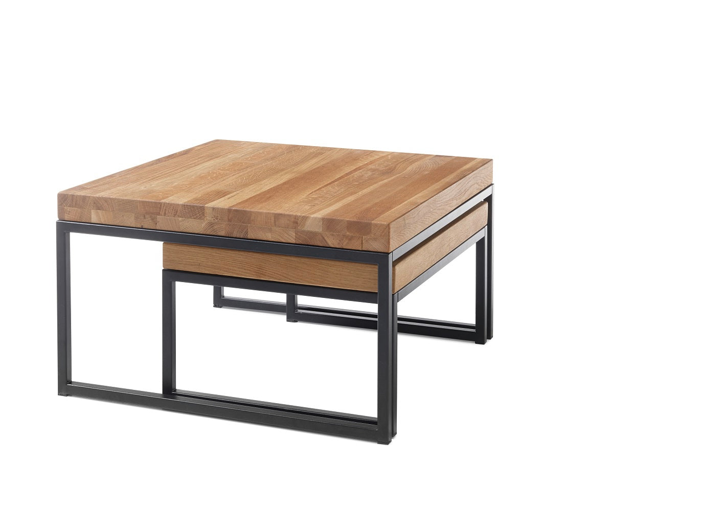 Couchtisch Wohnzimmertisch 2er Set Asteiche-massiv MDF quadratisch geölt 65 cm