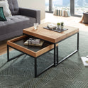 Couchtisch Wohnzimmertisch 2er Set Asteiche-massiv MDF quadratisch geölt 65 cm