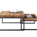 Couchtisch Wohnzimmertisch 2er Set Asteiche-massiv MDF quadratisch geölt 65 cm