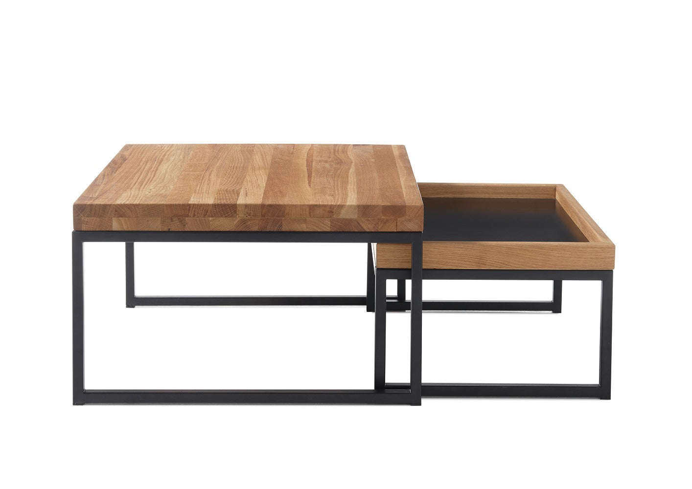 Couchtisch Wohnzimmertisch 2er Set Asteiche-massiv MDF quadratisch geölt 65 cm