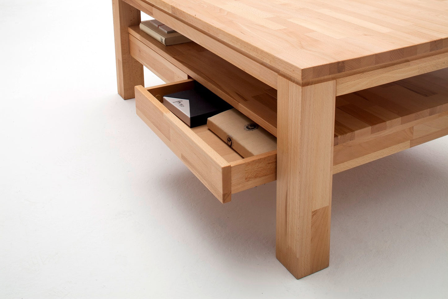 Couchtisch Wohnzimmertisch Kernbuche-massiv Schublade rechteckig geölt 115 cm