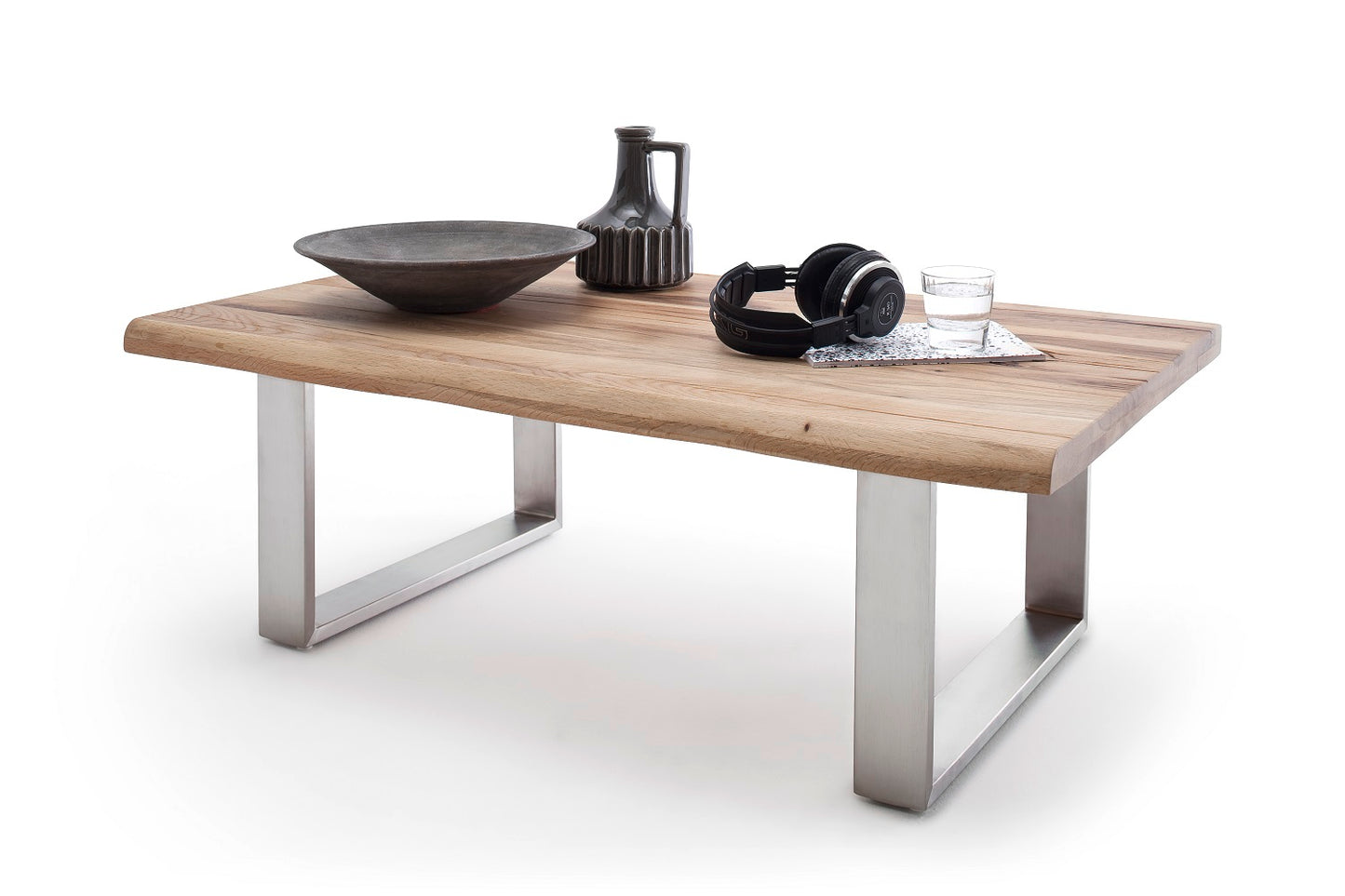 Couchtisch Baumkantentisch Zerreiche-massiv U-Form rechteckig geölt 120 cm