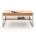 Couchtisch Wohnzimmertisch Eiche-massiv Glas rechteckig 105 cm Migela