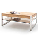 Couchtisch Wohnzimmertisch Eiche-massiv Glas rechteckig 105 cm Migela