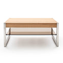 Couchtisch Wohnzimmertisch Eiche-massiv Glas rechteckig 105 cm Migela