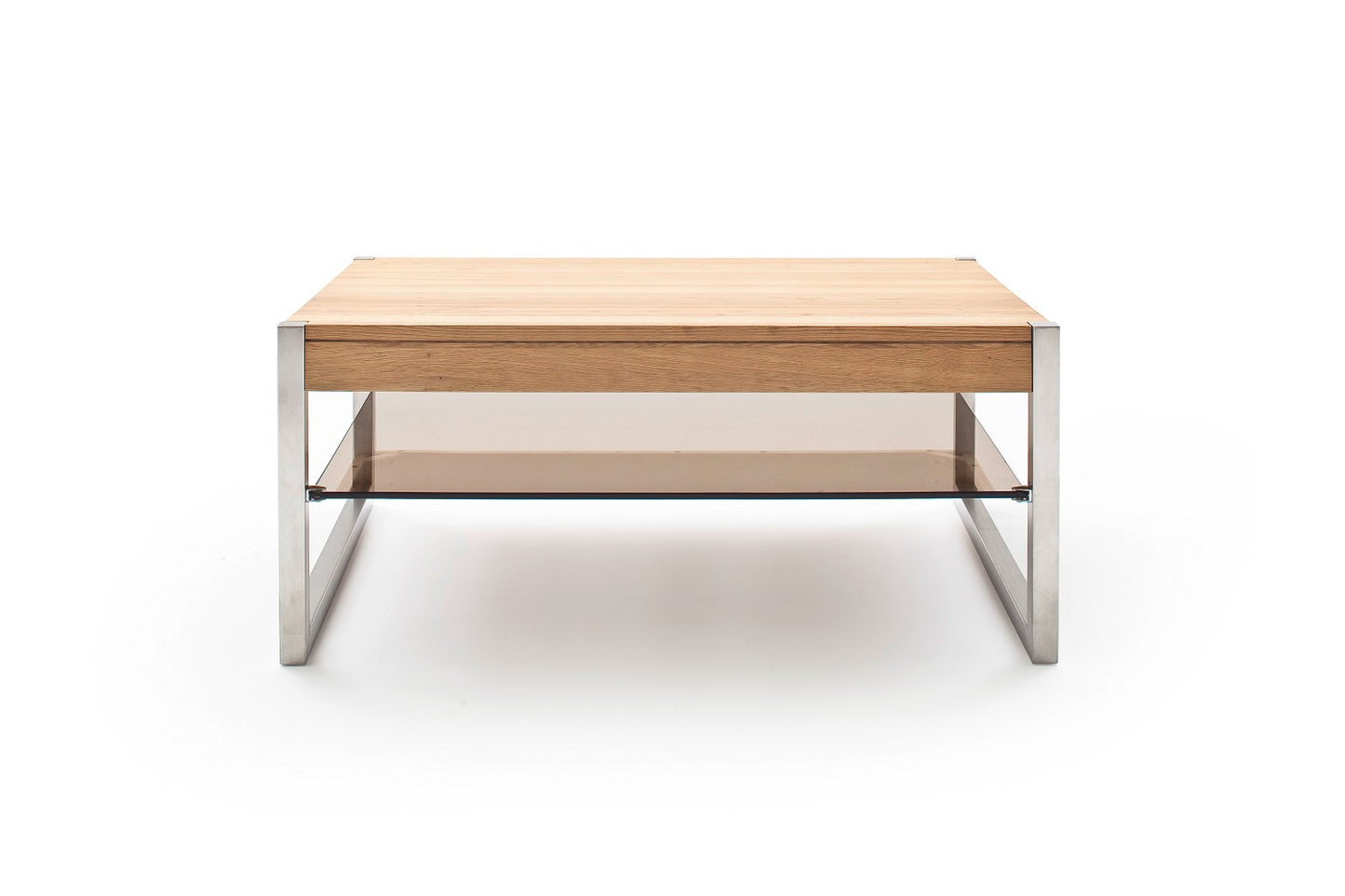 Couchtisch Wohnzimmertisch Eiche-massiv Glas rechteckig 105 cm Migela