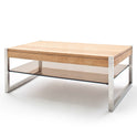 Couchtisch Wohnzimmertisch Eiche-massiv Glas rechteckig 105 cm Migela