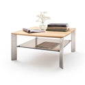 Couchtisch Wohnzimmertisch Eiche-massiv Glas quadratisch 80 cm Neli