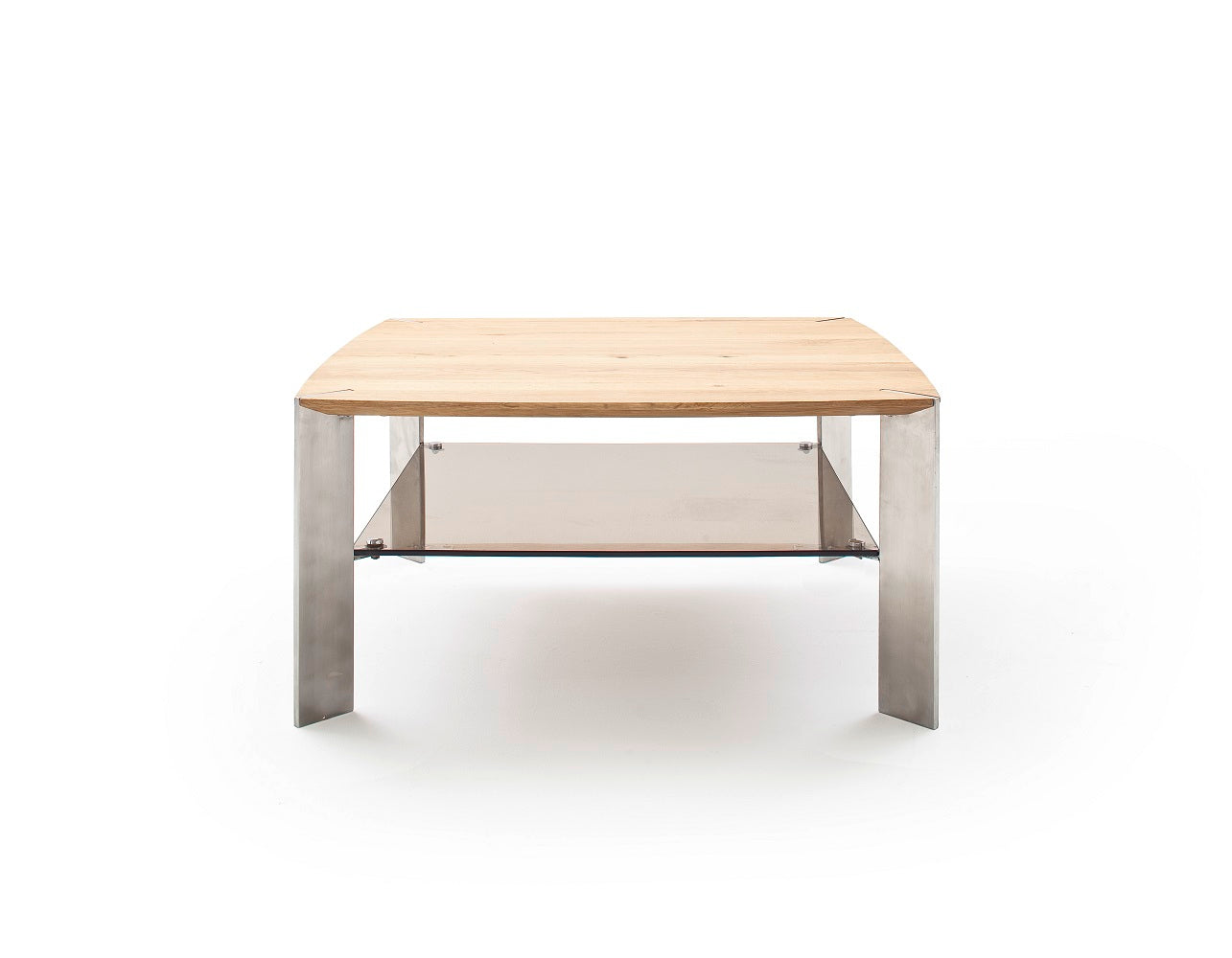 Couchtisch Wohnzimmertisch Eiche-massiv Glas quadratisch 80 cm Neli